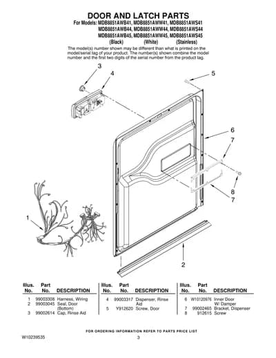 DOOR AND LATCH PARTS
