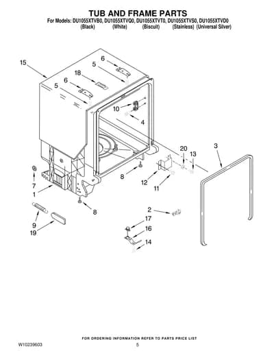 TUB AND FRAME PARTS