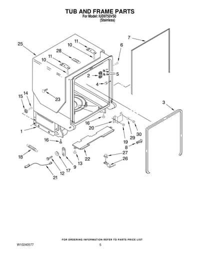 TUB AND FRAME PARTS