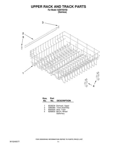 UPPER RACK AND TRACK PARTS