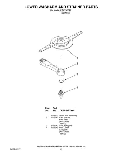 LOWER WASHARM AND STRAINER PARTS