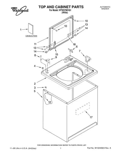 TOP AND CABINET PARTS