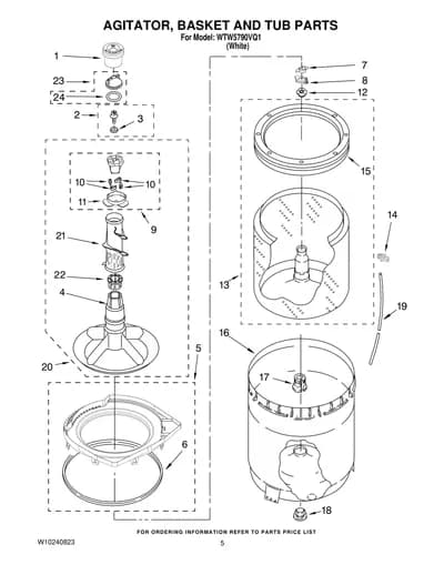AGITATOR, BASKET AND TUB PARTS