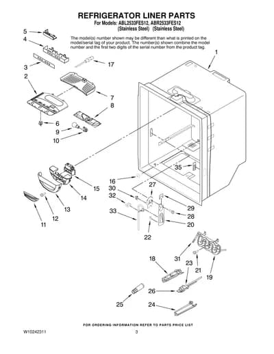 REFRIGERATOR LINER PARTS