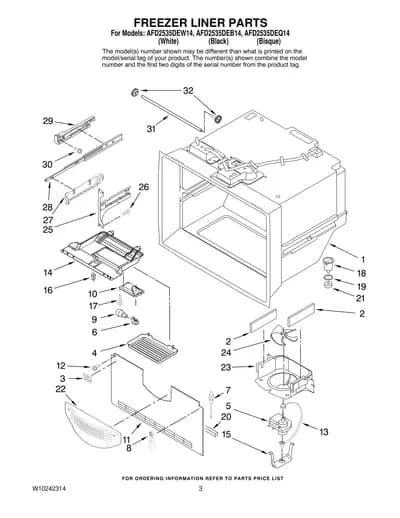 FREEZER LINER PARTS