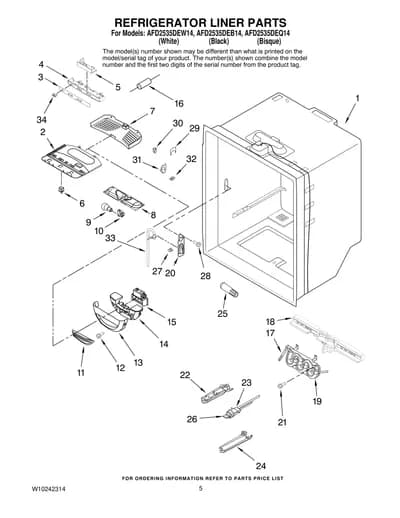 REFRIGERATOR LINER PARTS