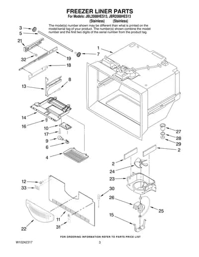 FREEZER LINER PARTS