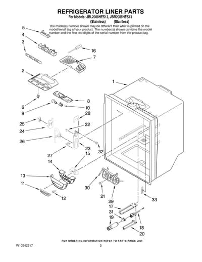 REFRIGERATOR LINER PARTS
