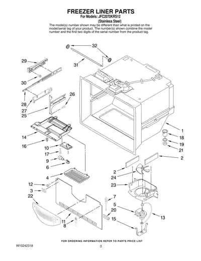FREEZER LINER PARTS