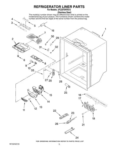 REFRIGERATOR LINER PARTS