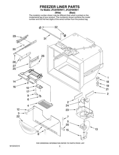 FREEZER LINER PARTS