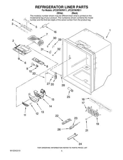 REFRIGERATOR LINER PARTS
