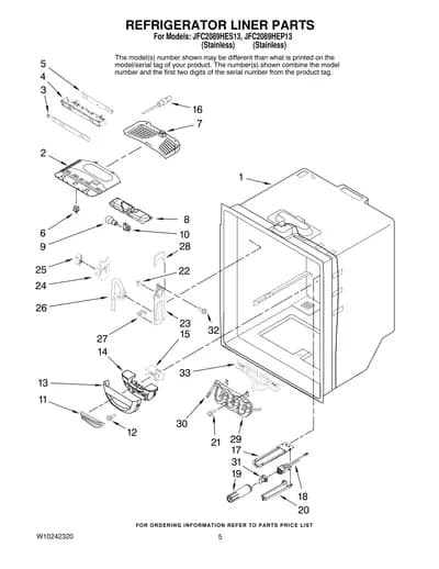 REFRIGERATOR LINER PARTS