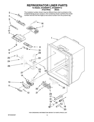 REFRIGERATOR LINER PARTS