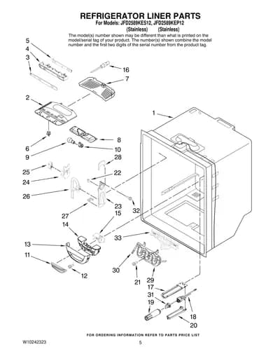 REFRIGERATOR LINER PARTS