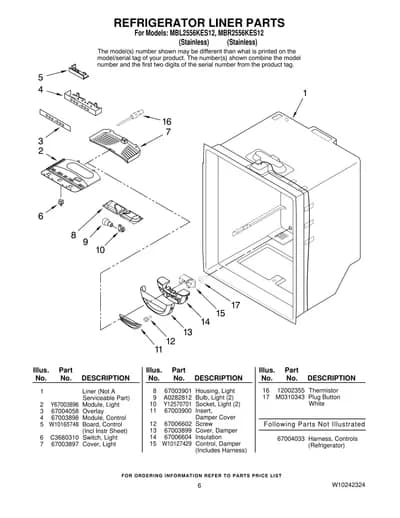 REFRIGERATOR LINER PARTS
