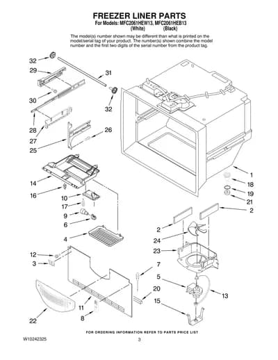 FREEZER LINER PARTS