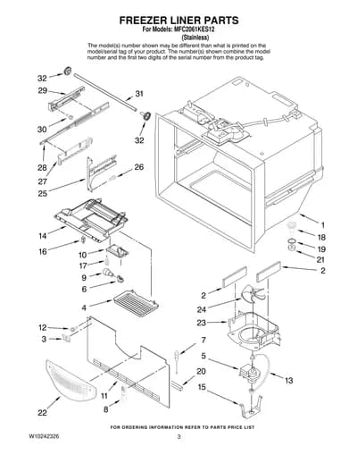 FREEZER LINER PARTS