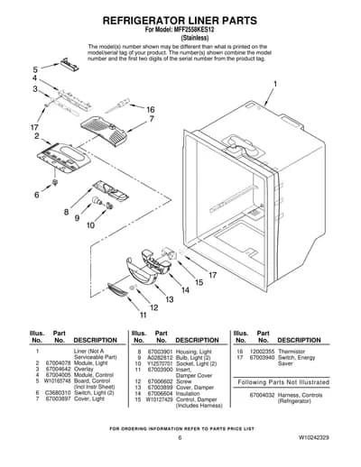 REFRIGERATOR LINER PARTS