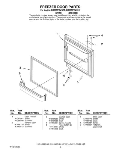 FREEZER DOOR PARTS