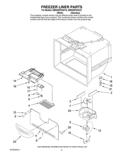 FREEZER LINER PARTS