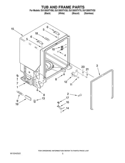 TUB AND FRAME PARTS