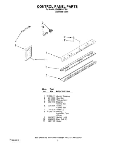 CONTROL PANEL PARTS