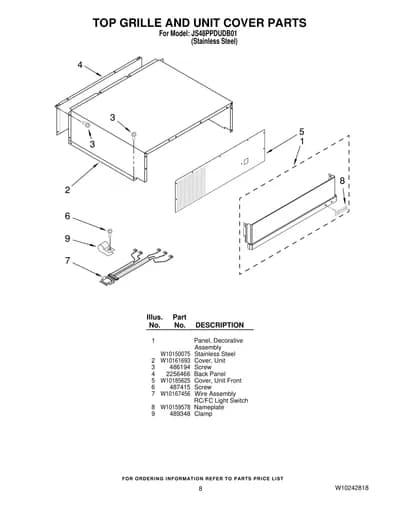 TOP GRILLE AND UNIT COVER PARTS