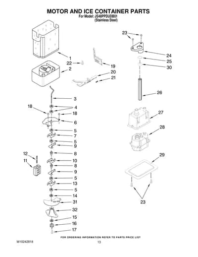 MOTOR AND ICE CONTAINER PARTS