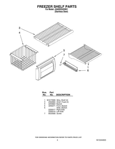 FREEZER SHELF PARTS