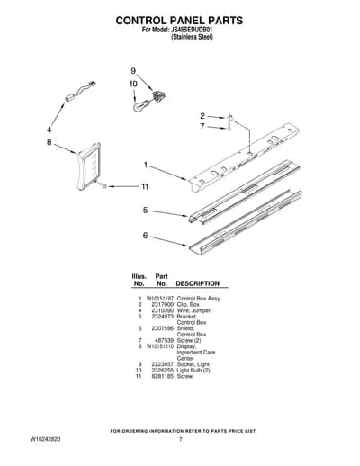 CONTROL PANEL PARTS