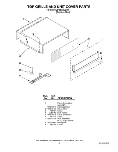 TOP GRILLE AND UNIT COVER PARTS