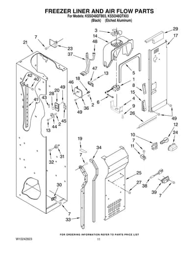 FREEZER LINER AND AIR FLOW PARTS