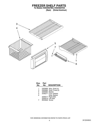 FREEZER SHELF PARTS