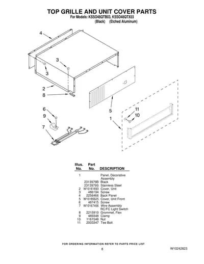 TOP GRILLE AND UNIT COVER PARTS