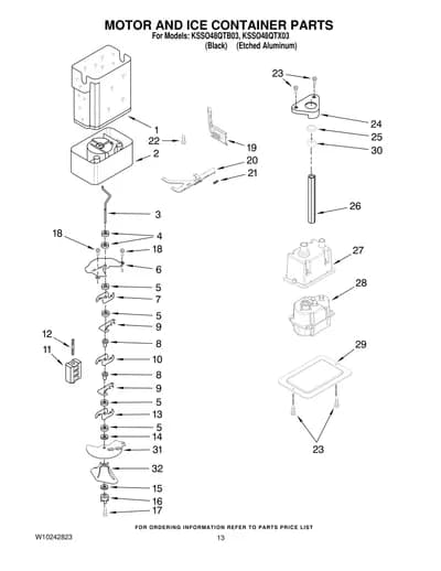 MOTOR AND ICE CONTAINER PARTS