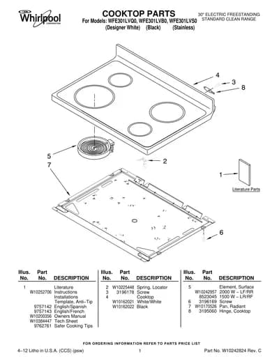 COOKTOP PARTS