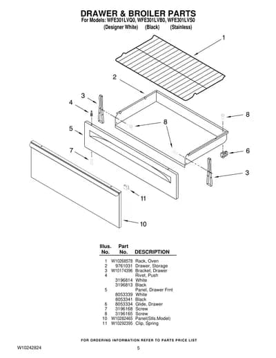 DRAWER & BROILER PARTS
