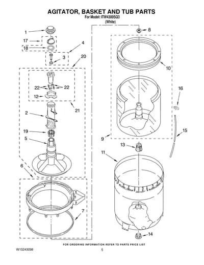AGITATOR, BASKET AND TUB PARTS