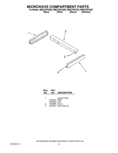 MICROWAVE COMPARTMENT PARTS