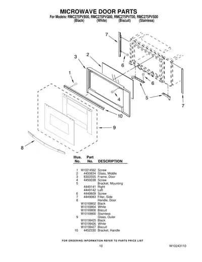 MICROWAVE DOOR PARTS