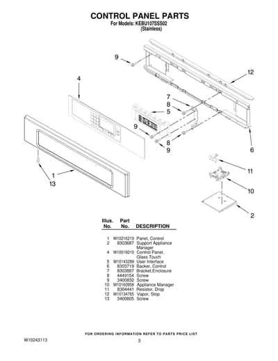 CONTROL PANEL PARTS