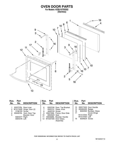 OVEN DOOR PARTS
