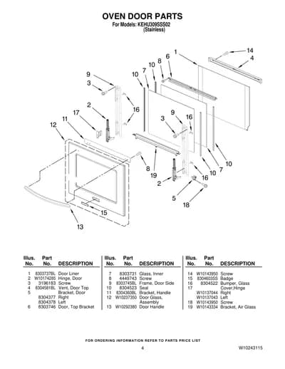 OVEN DOOR PARTS
