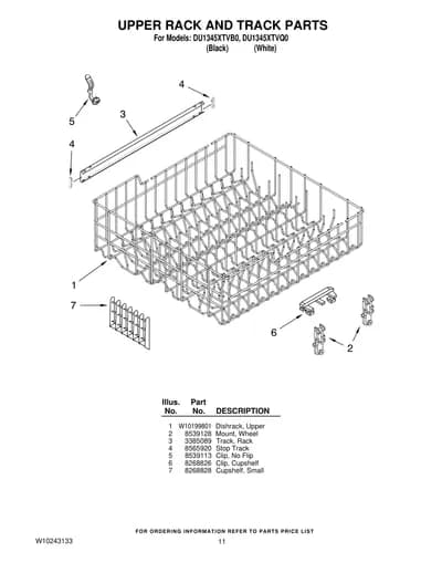 UPPER RACK AND TRACK PARTS