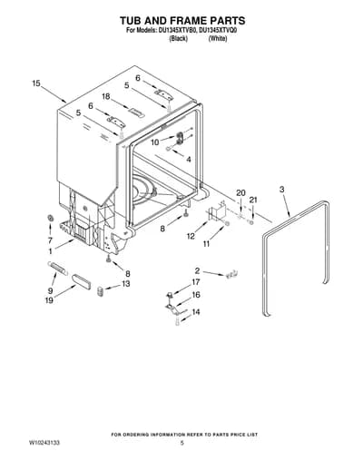 TUB AND FRAME PARTS