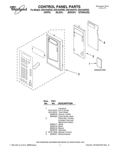 CONTROL PANEL PARTS