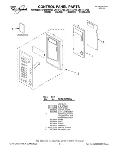 CONTROL PANEL PARTS