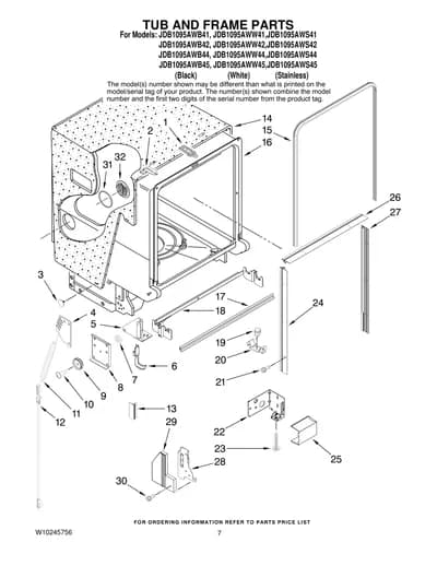 TUB AND FRAME PARTS