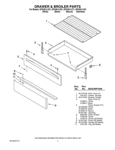 DRAWER & BROILER PARTS